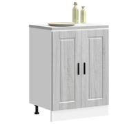 Owoxanthellate Porto Meuble de cuisine, gris sonoma, 60 x 46 x 81,5 cm, commode de rangement moderne avec pieds réglables en hauteur, pour cuisine, bureau, couloir, etc.