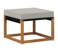Owoxanthellate Repose-pieds d'extérieur en bois d'acacia et textilène, tabouret de jardin avec rembourrage, module pour ensemble de meubles de jardin et salon, gris clair