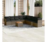 Owoxanthellate Salon de jardin 10 pièces 62 x 62 x 69 cm en polyrotin résistant aux intempéries, modulaire avec table en bois d'acacia pour balcon, terrasse, jardin