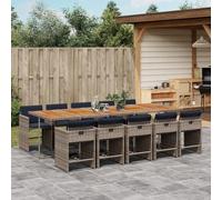 Owoxanthellate Salon de jardin 11 pièces 275 x 106 cm pliables en rotin avec table en bois d'acacia gris foncé résistant aux intempéries, peu encombrant, pour terrasse, balcon et jardin d'hiver