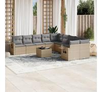 Owoxanthellate Salon de jardin 11 pièces en polyrotin beige 55 x 62 x 69 cm groupe d'angle résistant aux intempéries avec espace de rangement pour balcon, terrasse et jardin
