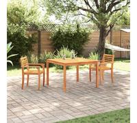 Owoxanthellate Salon de jardin 3 pièces, en acacia massif, 85 x 85 cm, avec 2 chaises, résistant aux intempéries, marron rustique pour balcon, terrasse, jardin