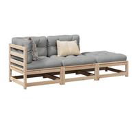Owoxanthellate Salon de jardin 3 pièces en pin massif 70 x 70 cm résistant aux intempéries avec coussins Oxford gris modulaire pour patio et extérieur