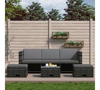 Owoxanthellate Salon de jardin 4 pièces en polyrotin résistant aux intempéries, 190 x 75 cm, avec méridienne pliable et table en verre, design moderne, pour balcon, terrasse et jardin d'hiver