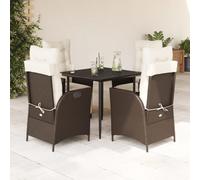 Owoxanthellate Salon de jardin 5 pièces 80 x 80 cm en polyrotin avec dossier réglable, salon de terrasse robuste résistant aux intempéries pour balcon, terrasse et véranda