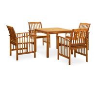 Owoxanthellate Salon de jardin 5 pièces - Blanc - A acacia - 88 x 88 cm - Résistant aux intempéries - Avec coussins crème - Design classique pour balcon, jardin, terrasse