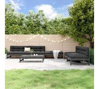 Owoxanthellate Salon de jardin 6 pièces gris 120 x 84 x 70 cm en pin massif avec design à lattes modulaire résistant aux intempéries et moderne pour balcon, terrasse et jardin