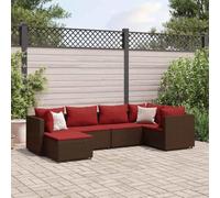 Owoxanthellate Salon de jardin 6 pièces marron 63 x 63 x 57,5 cm en rotin synthétique résistant aux intempéries modulaire petit balcon terrasse salon de jardin avec coussins à la cannelle pour jardin