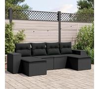 Owoxanthellate Salon de jardin 6 pièces noir en polyrotin résistant aux intempéries 55 x 62 x 69 cm par canapé salon de jardin modulaire pour balcon, terrasse et petits jardins