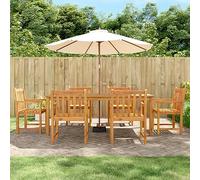 Owoxanthellate Salon de jardin 7 pièces - 200 x 100 cm - Acacia - Résistant aux intempéries - Design moderne - Robuste et durable - Pour terrasse, balcon et jardin
