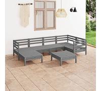 Owoxanthellate Salon de jardin 7 pièces en pin massif, 63,5 cm, gris, design en palette, résistant aux intempéries, modulaire, pour balcon, terrasse, jardin d'hiver