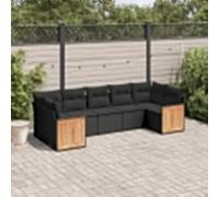 Owoxanthellate Salon de jardin 7 pièces en polyrotin noir résistant aux intempéries avec espace de rangement 62 x 62 x 69 cm Canapé d'angle et module central modulaire pour terrasse, balcon ou patio