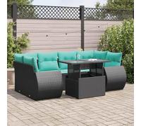 Owoxanthellate Salon de jardin 7 pièces en polyrotin robuste avec table en argent dur, charge maximale de 110 kg, résistant aux intempéries, pour balcon, terrasse et jardin d'hiver