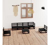 Owoxanthellate Salon de jardin 7 pièces - Noir - Pin massif - 70 x 70 x 67 cm - Modulable - Pour terrasse, balcon et jardin