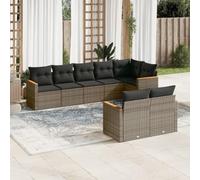 Owoxanthellate Salon de jardin 8 pièces en polyrotin gris - 62 x 62 x 69 cm - Banc d'angle modulaire - Résistant aux intempéries - Peu encombrant - Pour terrasse, balcon et jardin d'hiver