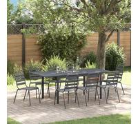 Owoxanthellate Salon de jardin 9 pièces - Anthracite - Extensible - 211,5 x 90 x 74 cm - Acier revêtu par pulvérisation - Design moderne - Robuste et résistant aux intempéries - Pour balcon, terrasse