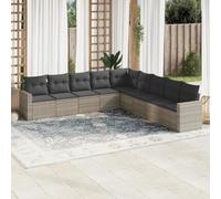 Owoxanthellate Salon de jardin 9 pièces - Gris clair - 65,5 x 62 x 69 cm - Banc d'angle avec coussin - Charge maximale : 110 kg - Résistant aux UV - Résistant aux intempéries - Pour terrasse, balcon