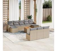 Owoxanthellate Salon de jardin beige 55 x 62 x 69 cm en polyrotin avec table en bois d'acacia design moderne, robuste et résistant aux intempéries, pour terrasse, balcon et jardin d'hiver