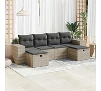 Owoxanthellate Salon de jardin de 6 pièces - En polyrotin - Gris clair - 266 x 62 x 69 cm - Empilables - Avec espace de rangement - Résistant aux UV - Pour terrasse, balcon, extérieur