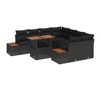 Owoxanthellate Salon de jardin en polyrotin avec bois d'acacia et espace de rangement, design moderne, robuste, pour terrasse, balcon et patio, 100 x 55 x 73 cm