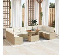 Owoxanthellate Salon de jardin en polyrotin, beige, 100 x 55 x 73 cm, bois d'acacia et acier, modulaire, avec espace de rangement, mini canapé robuste pour balcon, terrasse et patio