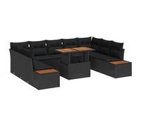 Owoxanthellate Salon de jardin en polyrotin - Noir et marron - 100 x 55 x 73 cm - Modulaire - Avec pieds réglables - Robuste - Pour balcon, terrasse et petits coins d'extérieur
