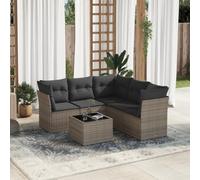 Owoxanthellate Salon de jardin en polyrotin UV, 62 x 62 x 69 cm, module d'angle et central, table en verre, coussins gris, modulaire, pour terrasse, balcon, petits jardins