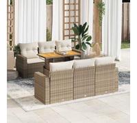 Owoxanthellate Salon de jardin en rotin, beige, 100 x 55 x 73 cm, hauteur réglable, groupe de sièges résistant aux intempéries, avec espace de rangement et table en bois d'acacia pour balcon, terrasse