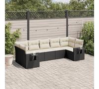 Owoxanthellate Salon de jardin en rotin de 7 pièces avec espace de rangement - 55 x 62 x 69 cm - Noir - Résistant aux intempéries - Design modulaire - Résistant aux UV - Pour terrasse, balcon et salon