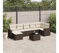 Owoxanthellate Salon de jardin en rotin synthétique 8 pièces - Avec table en verre - 65,5 x 62 x 69 cm - Résistant aux UV et aux intempéries - Confortable - Pour terrasse, balcon ou jardin d'hiver