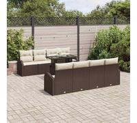 Owoxanthellate Salon de jardin modulaire marron 7 pièces en polyrotin 454 x 76 cm, 5 x 69 cm, avec coussins amovibles, design moderne, robuste et durable, pour balcon, terrasse et jardin