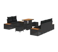 Owoxanthellate Salon de jardin noir 90 x 55 x 71 cm en polyrotin avec espace de rangement Canapé de jardin modulaire pour balcon, terrasse, petit coin salon extérieur