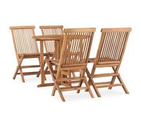 Owoxanthellate Salon de jardin pliable en teck 5 pièces 90 cm Table ronde résistante aux intempéries Ensemble en bois massif pour balcon, terrasse, patio, petits espaces extérieurs