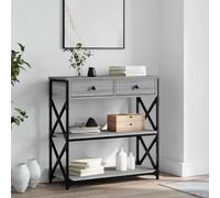 Owoxanthellate Sonoma Table console grise 75 x 28 x 75 cm avec cadre en métal et baleines en X, table d'appoint pratique avec espace de rangement, design moderne pour couloir, salon, chambre à coucher