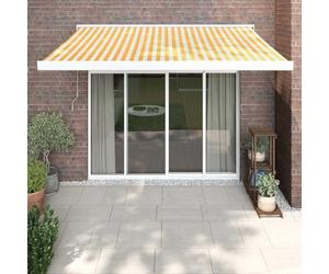 Owoxanthellate Store 3 x 2,5 m avec cadre en aluminium jaune/blanc - Protection UV - Balcon, terrasse, jardin