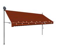 Owoxanthellate Store à manivelle orange/marron 350 cm avec LED et panneau solaire en polyester résistant aux intempéries pour balcon, terrasse, jardin et camping