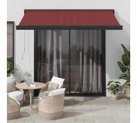 Owoxanthellate Store automatique 350 x 250 cm - Bordeaux anthracite - Cadre en aluminium - Télécommande - Bras articulé - Protection UV - Robuste - Pour terrasse, balcon, jardin, bistro
