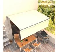 Owoxanthellate Store crème 4 x 3 m extensible manuellement avec volant de 1,2 m - Cadre en aluminium anthracite - Polyester anti-UV - Pour terrasse, balcon, camping, jardin et salon extérieur