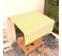 Owoxanthellate Store de balcon - 400 x 300 cm - Jaune et blanc - Rétractable automatique avec volant - Structure en aluminium robuste - Polyester résistant aux UV - Protection contre les intempéries