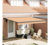 Owoxanthellate Store de balcon - Jaune et blanc - 4 x 3 m - Extensible - Cadre en aluminium - Motorisé - Avec télécommande - Protection UV - Pergola - Pour terrasse, jardin, café, restaurant