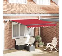 Owoxanthellate Store de balcon manuel avec éclairage LED - Résistant aux UV et aux intempéries - Pour balcon, terrasse et jardin - Rouge - 350 x 250 cm