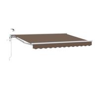 Owoxanthellate Store électrique - 4,5 x 3 m - Rétractable automatique - Avec télécommande et manivelle - Bras articulé - Avec cadre en aluminium blanc et demi-cassette - Pour jardin et terrasse