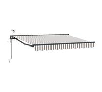 Owoxanthellate Store électrique rétractable - 4,5 x 3 m - Demi-cassette - Bras articulé - Gris clair et blanc - Motorisé avec télécommande et manivelle - Pour terrasse, jardin, montage mural