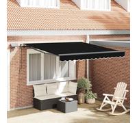 Owoxanthellate Store enrouleur noir 350 x 250 cm - Protection solaire résistante aux UV - Protection contre les intempéries - Avec LED et extensible manuellement - Pour terrasse, jardin et salon