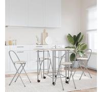 Owoxanthellate Table à manger extensible avec 4 chaises 110 x 80 cm en MDF chêne marron et argent avec frein Design moderne robuste et durable pour cuisine, salle à manger, petits espaces