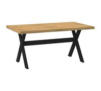 Owoxanthellate Table à manger Noain 160 x 90 x 75 cm en bois de pin massif naturel avec pieds noirs rustique pour salle à manger, petits espaces