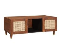 Owoxanthellate Table basse 100 x 54 x 40 cm en bois de manguier massif design moderne avec espace de rangement rectangulaire pieds coniques table canapé table de salon pour salon, bureau, couloir