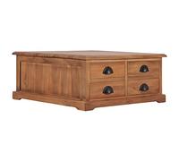 Owoxanthellate Table basse 68 cm en teck massif de style colonial avec 4 tiroirs de rangement Design moderne robuste et durable pour salon canapé d'angle