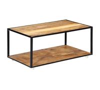 Owoxanthellate Table basse 90 x 50 x 40 cm - En bois massif recyclé vintage - Avec espace de rangement et roulettes - Robuste - Pour salon, chambre à coucher