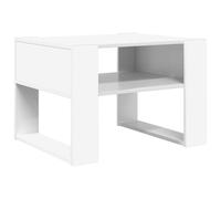 Owoxanthellate Table basse avec espace de rangement, blanc, 66 x 53 x 45 cm, table de salon moderne en bois, table d'appoint rectangulaire avec étagère pratique pour livres et télécommandes, table de